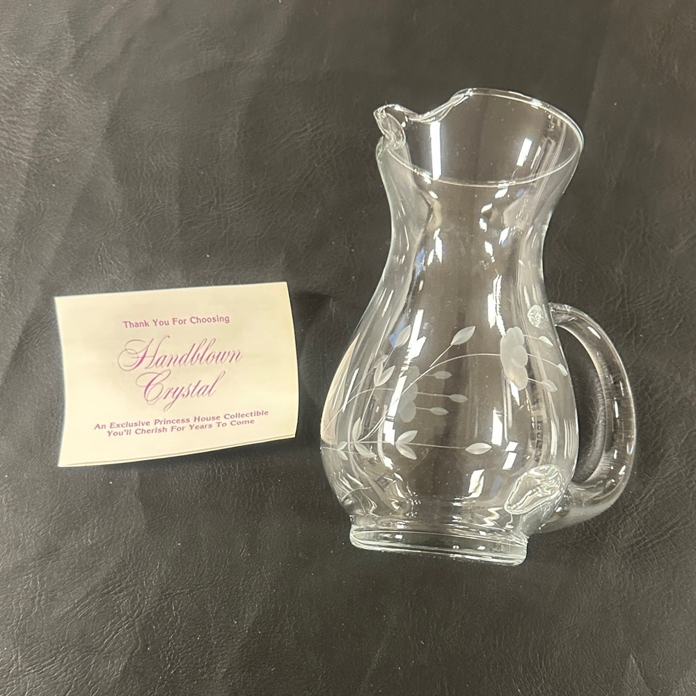 Princess House Small Heritage Clear Handblown Crystal Pitcher #402